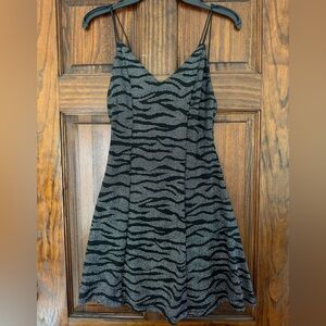 Black and silver  Patterned Women's Dress